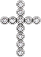 14K Gold Round Natural Diamond Bezel-Set Cross Necklace or Pendant – up to 1/4 CTW - White Gold