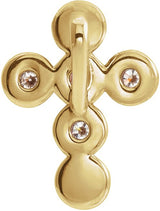 14K Gold Round Natural Diamond Bezel-Set Cross Necklace or Pendant – up to 1/4 CTW - Yellow Gold - view 3