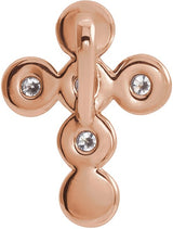 14K Gold Round Natural Diamond Bezel-Set Cross Necklace or Pendant – up to 1/4 CTW - Rose Gold - view 3