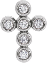 14K Gold Round Natural Diamond Bezel-Set Cross Necklace or Pendant – up to 1/4 CTW - White Gold