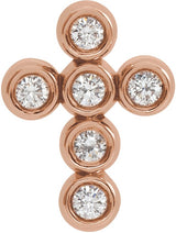 14K Gold Round Natural Diamond Bezel-Set Cross Necklace or Pendant – up to 1/4 CTW - Rose Gold