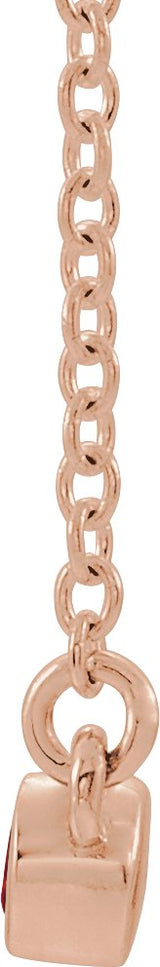 14K Gold Round Natural Citrine Bezel-Set Bar Necklace II - Rose Gold - view 2
