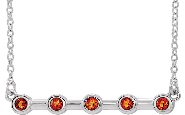 Platinum Round Natural Citrine Bezel-Set Bar Necklace II