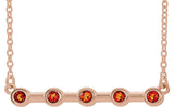 14K Gold Round Natural Citrine Bezel-Set Bar Necklace II - Rose Gold