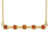14K Gold Round Natural Citrine Bezel-Set Bar Necklace II - Yellow Gold