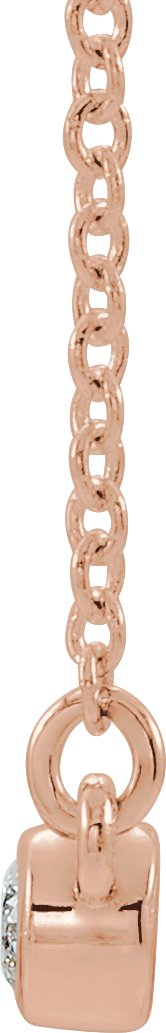 14K Gold Round Natural Diamond Bezel-Set Bar Necklace – 1/6 CTW - Rose Gold - view 2