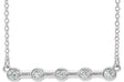 14K Gold Round Natural Diamond Bezel-Set Bar Necklace – 1/6 CTW - White Gold