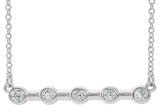 Platinum Round Natural Diamond Bezel-Set Bar Necklace – 1/6 CTW