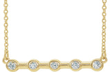 14K Gold Round Natural Diamond Bezel-Set Bar Necklace – 1/6 CTW - Yellow Gold