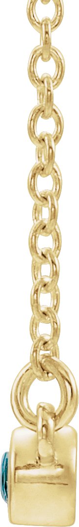 14K Gold Round Natural Blue Zircon Bezel-Set Bar Necklace II - Yellow Gold - view 2