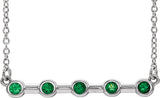 Platinum Round Lab-Grown Emerald Bezel-Set Bar Necklace II
