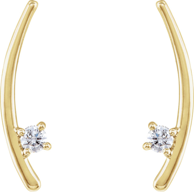 14K Gold Round Natural Diamond Ear Climbers – 2.5mm Stones - Yellow Gold - view 2