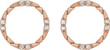 14K Gold Round Natural Diamond Geometric Earring - Rose Gold - view 2
