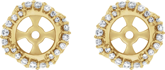 14K Gold Natural Diamond Halo-Style Earring Jackets XVII - Yellow Gold - view 2