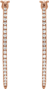 14K Gold Round Natural Diamond Hoop Earrings II - Rose Gold - view 2
