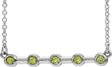 Platinum Round Natural Peridot Bezel-Set Bar Necklace II