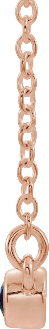 14K Gold Round Natural Pink Tourmaline Bezel-Set Bar Necklace II - Rose Gold - view 2