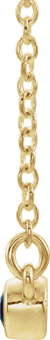 14K Gold Round Natural Pink Tourmaline Bezel-Set Bar Necklace II - Yellow Gold - view 2