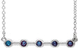 14K Gold Round Lab-Grown Alexandrite Bezel-Set Bar Necklace II - White Gold
