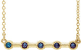 14K Gold Round Natural Alexandrite Bezel-Set Bar Necklace II - Yellow Gold