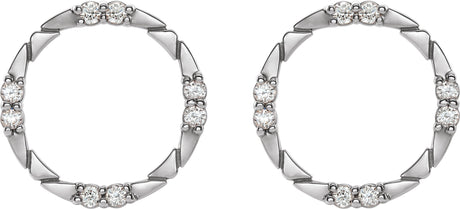 Platinum Round Natural Diamond Geometric Earring - view 2