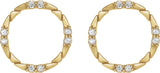 14K Gold Round Natural Diamond Geometric Earring - Yellow Gold - view 2