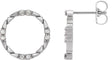 14K Gold Round Natural Diamond Geometric Earring - White Gold
