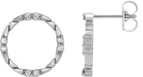Platinum Round Natural Diamond Geometric Earring