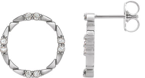 Platinum Round Natural Diamond Geometric Earring