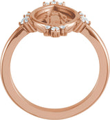 14K Gold Round Natural Diamond Miraculous Medal Ring - Rose Gold - view 2