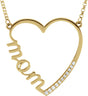 14K Gold "Mom" Heart Necklace - Yellow Gold