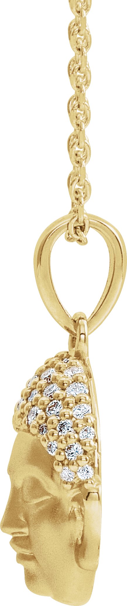14K Gold Round Natural Diamond Buddha Necklace or Pendant - Yellow Gold - view 2
