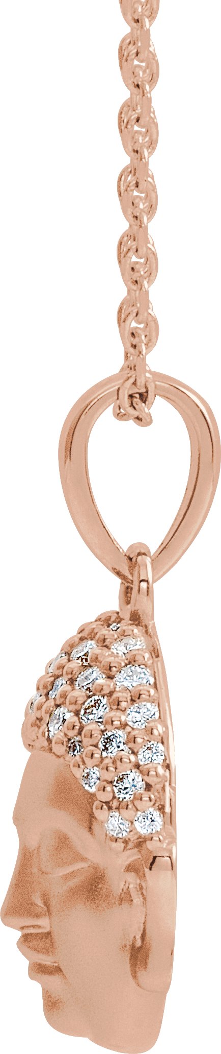 14K Gold Round Natural Diamond Buddha Necklace or Pendant - Rose Gold - view 2