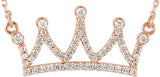 14K Gold Crown Necklace - Rose Gold