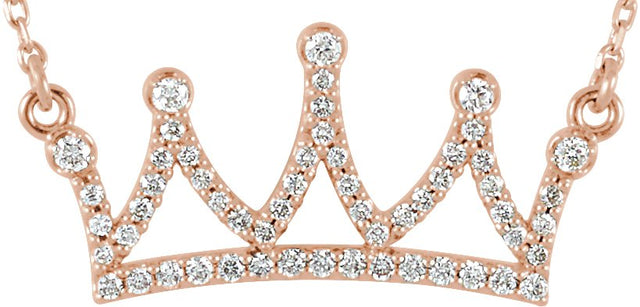 14K Gold Crown Necklace - Rose Gold