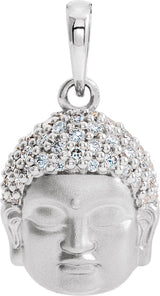 Platinum Round Natural Diamond Buddha Necklace or Pendant