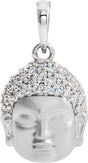 Platinum Round Natural Diamond Buddha Necklace or Pendant