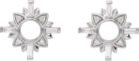 Platinum Tapered Baguette Natural Diamond Accented Earrings - view 2