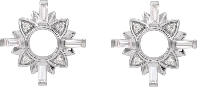 Platinum Tapered Baguette Natural Diamond Accented Earrings - view 2