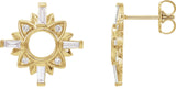 14K Gold Tapered Baguette Natural Diamond Accented Earrings - Yellow Gold