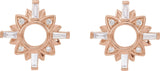 14K Gold Tapered Baguette Natural Diamond Accented Earrings - Rose Gold - view 2
