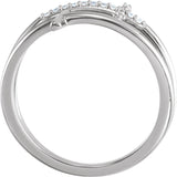 14K Gold Round Natural Diamond Sideways Cross Ring – 1mm Stones - White Gold - view 2