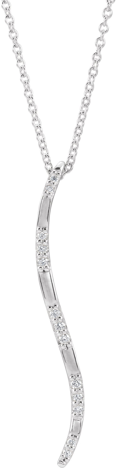 14K Gold Freeform Bar Necklace or Pendant - White Gold