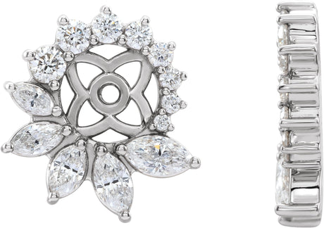 14K Gold Natural Diamond Accented Earring Jackets V - White Gold