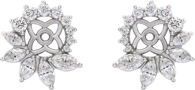 14K Gold Natural Diamond Accented Earring Jackets V - White Gold - view 2