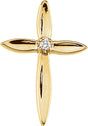 14K Gold Round Natural Diamond Solitaire Cross Lapel Pin
