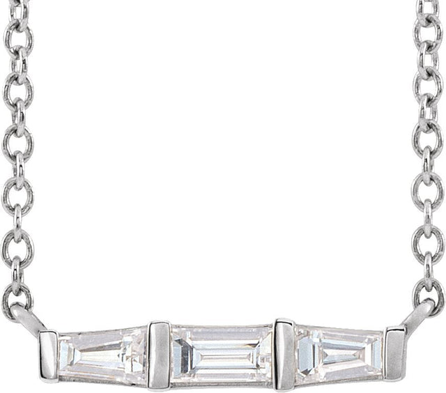 Platinum Three-Stone Bar Necklace