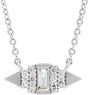 Platinum Straight Baguette Natural Diamond Geometric Necklace