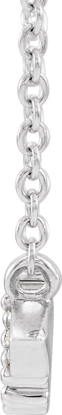 14K Gold Straight Baguette Natural Diamond Geometric Necklace - White Gold - view 2