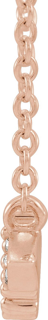 14K Gold Straight Baguette Natural Diamond Geometric Necklace - Rose Gold - view 2